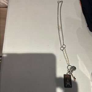 Eiffel Tower Charm Necklace in Silver and Bronze Tones